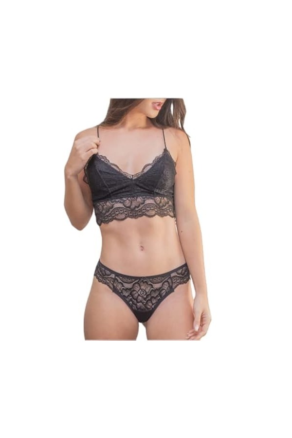 Ensemble de lingerie brésilienne haut en dentelle et string 100% fabriqué au Brésil lingerie sexy, blanc, S