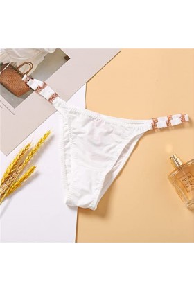 Bywenzai Culotte Femmes G-String Shinny Metal Taille Élastique T-Back Slip Panty Femme Discothèque Bright Thongs Slip Femme S