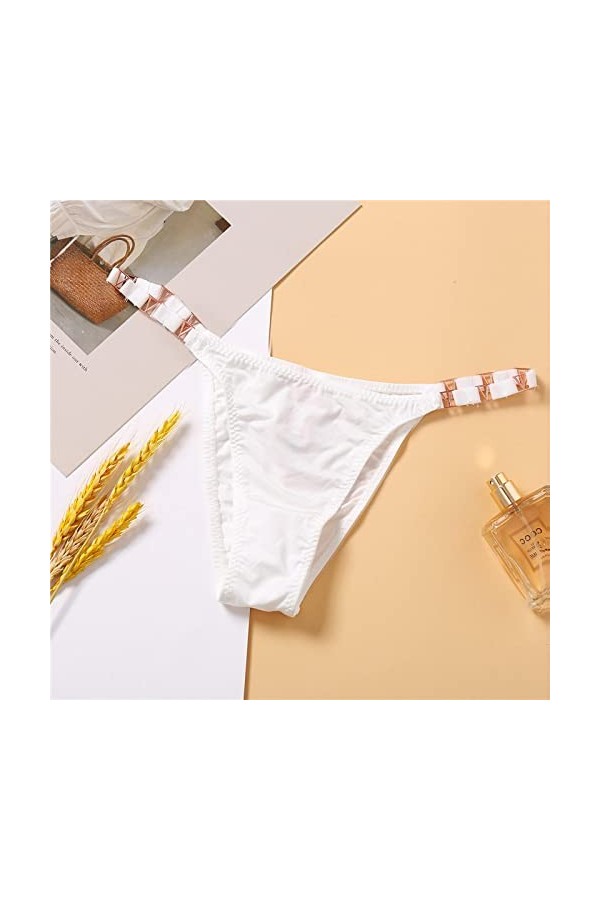 Bywenzai Culotte Femmes G-String Shinny Metal Taille Élastique T-Back Slip Panty Femme Discothèque Bright Thongs Slip Femme S