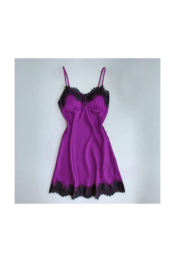 LLRR Érotique Robe Unique Nightwear,Chemise de Nuit Sexy à col en V et à Bretelles, Disponible en Plusieurs Couleurs, Bleu, S