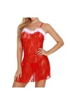 GDYJP Robe de Noël Lingerie Sexy Dentelle Stander Jupe Jupe Plus Taille Dames Pyjamas Color : Red, Size : XL 
