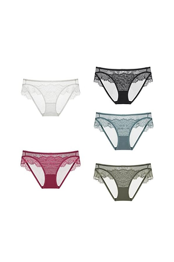 JYLJLL Culottes Ultra Fines Mesdames Sexy Dentelle Transparente Grande Taille Basse Br