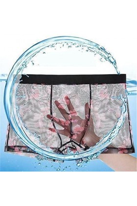 NAZARR Boxers en Maille Transparente Ice Silk sous-vêtements Ultra-Mince Plus Taille mâle de Tronc Masculin Respirant Sexy C