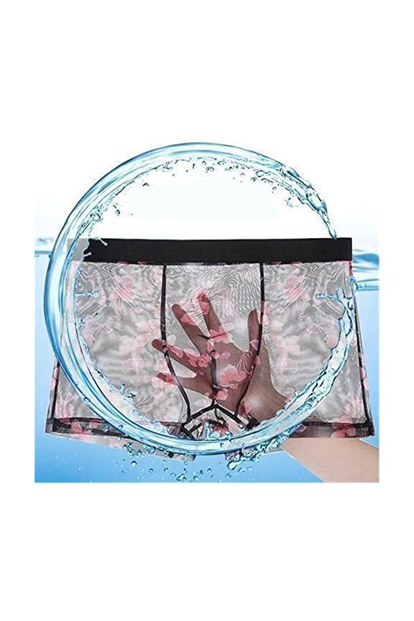 NAZARR Boxers en Maille Transparente Ice Silk sous-vêtements Ultra-Mince Plus Taille mâle de Tronc Masculin Respirant Sexy C