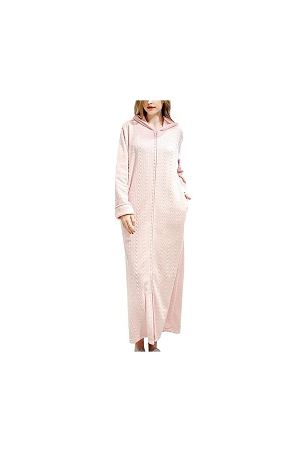 Générique Femmes Pyjamas Flanelle Épaissie Long Manteau Homewear Pyjamas Femmes Lingerie De Jeu De Rôle Pink, M 