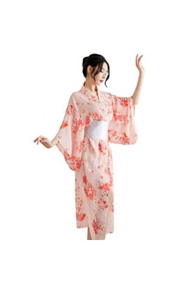 PONNYC Femmes Japonaises sous-vêtements Sexe Sakura Tissu Imprimé Kimono Chemise de Nuit Kawaii Cosplay Costume Femmes&nbsp;Sexy L