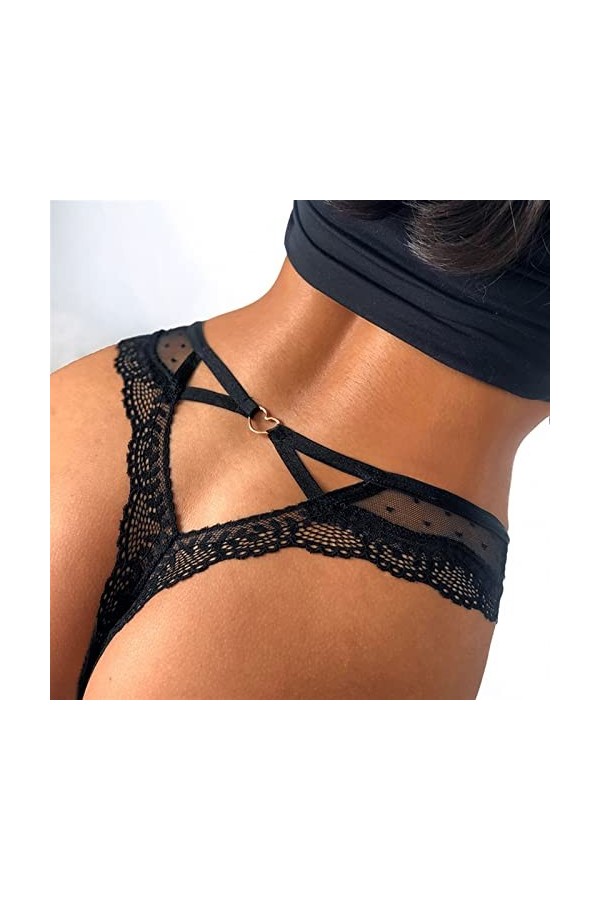 Femme Slips Sexy Lace Panties Femmes Transparent sous-jume à Faible teneur en tête Color : Beige, Size : L 