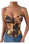 AIEOE Corset Sexy Femme Chaud Curvy Underbust sans Bretelles en Arête Taille XS Marron