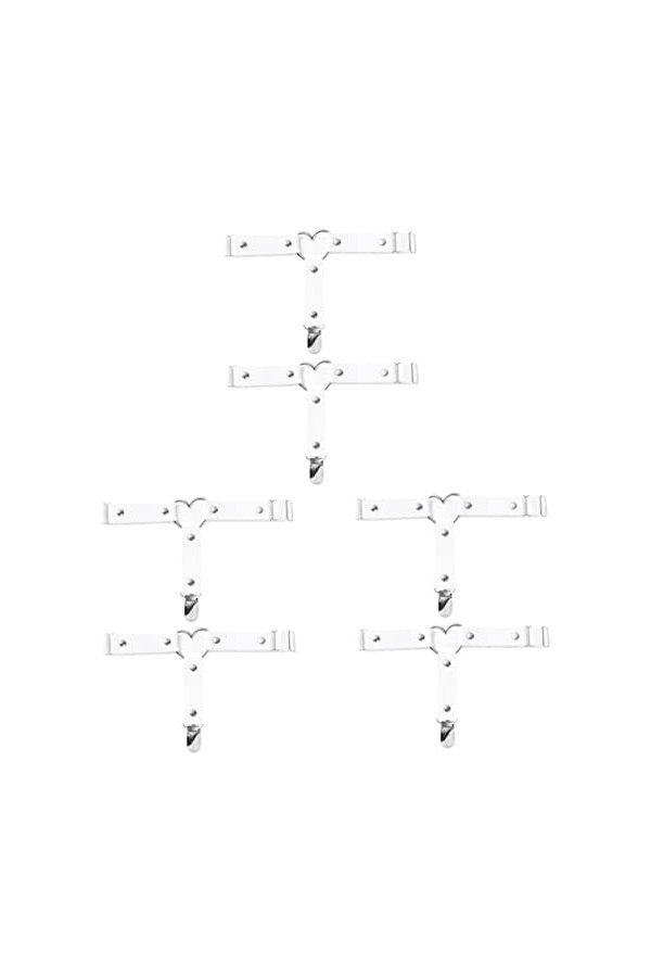 CLISPEED 6 Pièces Porte-Jarretelles Jambe Coeur Ceinture pour Femme Jarretière Coeur en Cuir Cage Ceinture Femmes Porte-Jarre