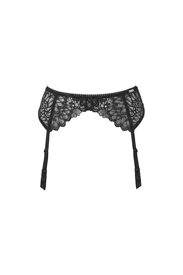 Gossard Lingerie en microfibre taille haute extensible avec jarretelles en dentelle Noir, noir, Medium