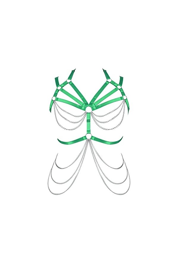 JMMHSS Soutien-Gorge et Porte-Jarretelles Grande Taille avec chaîne pour Femmes, Accessoires de Danse Punk Goth Club Rave Ro