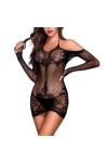 Femmes Sexy résille Justaucorps Bobysuits Voir à Travers Les vêtements de Nuit Ensemble de Lingerie Maille Pure évider Licou 