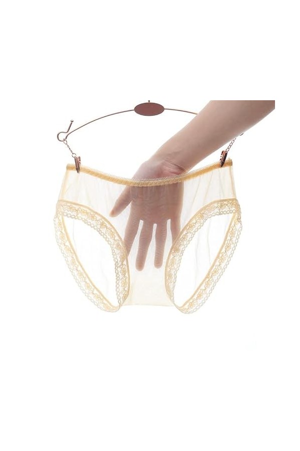 PIANAI Culotte Sexy en Maille Transparente pour Femme sans Couture Respirante Sexy Taille Basse Lot de 2 ,Violet,L