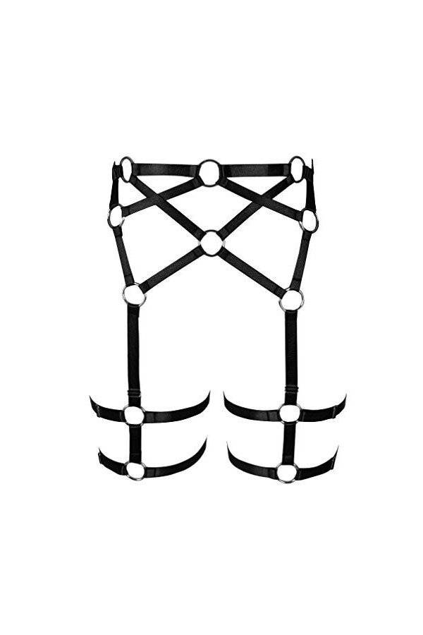 N/A/A Ensemble de harnais à bretelles pour femme avec porte-jarretelles et ceinture élastique réglable