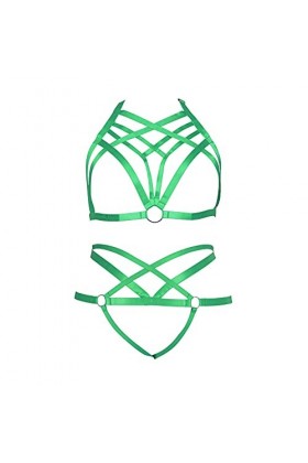 JMMHSS Harnais de Corps Grande Taille Complet pour Femmes Porte-Jarretelles Ensemble à lanières réglable Gothique Punk Art We