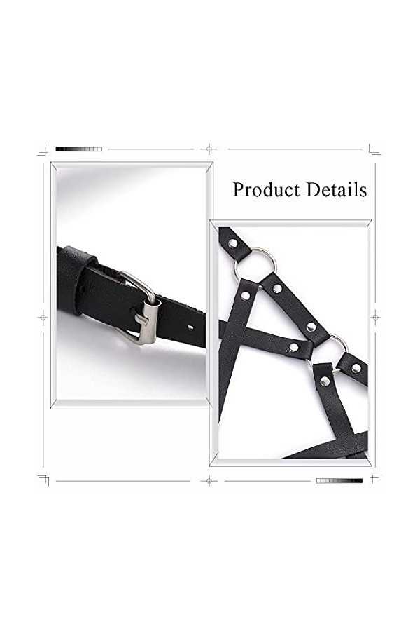 Chaîne de taille punk en cuir noir pour le ventre, la cuisse, les jambes, les jarretelles solides et robustes pour femme