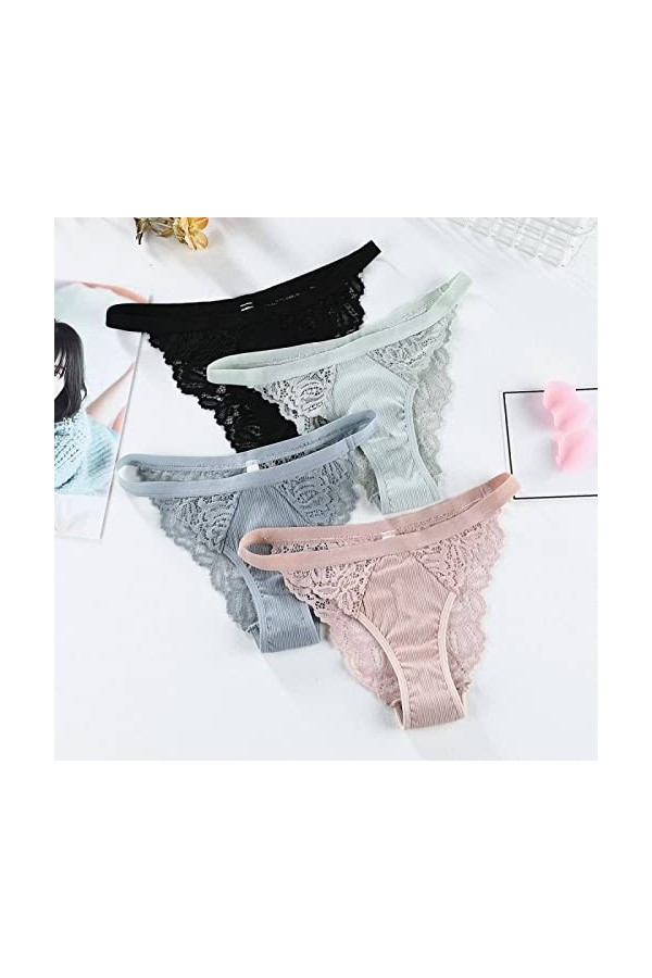 3Pcs/Lot Culottes Sexy En Dentelle Dames String - Femme Sexy Culotte Taille Basse Intimes Culottes En Coton Doux Culottes Sol