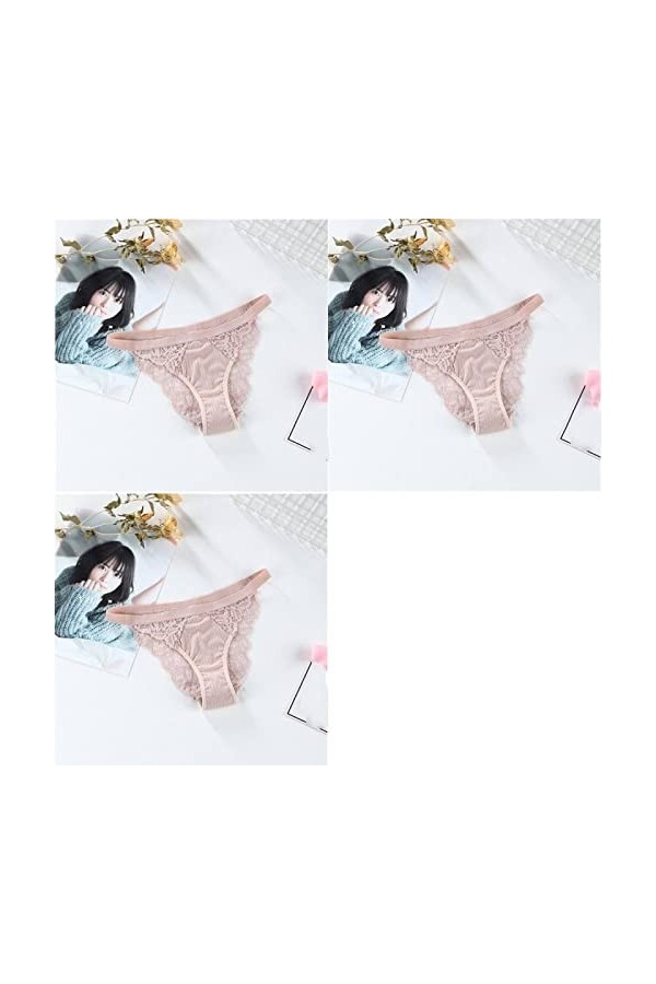 3Pcs/Lot Culottes Sexy En Dentelle Dames String - Femme Sexy Culotte Taille Basse Intimes Culottes En Coton Doux Culottes Sol