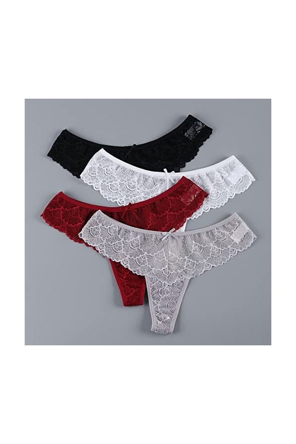 3Pcs / Lot Culottes En Dentelle Sexy Pour Dames - String Sous-Vêtements Transparents Sexy Chauds Pour Femmes Évider Lingerie 