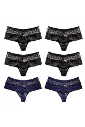 Necalisi Culotte Femme Lot de 6 Noir Culottes pour - sous-vêtements pour Femme Bordure en Dentelle - sans Couture - Taille Ha