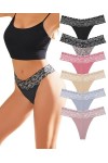 BeReady Lot de 6 strings pour femme - Sous-vêtements sexy en dentelle - Sous-vêtements sexy pour femme - Tailles S à XL, Lot 