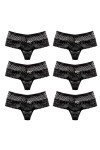 Necalisi Culotte Femme Lot de 6 Noir Culottes pour - sous-vêtements pour Femme Bordure en Dentelle - sans Couture - Taille Ha