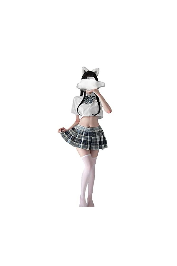 SINMIUANIME Ensemble de lingerie décolière - Robe duniforme marin - Cosplay JK - Jupe plissée avec chaussettes 6914 violet
