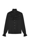 Nouvelle Mode Gothique à Volants col Montant à Manches Longues Cravate Chemise Poignets plissés Chemise pour Hommes - Noir - 