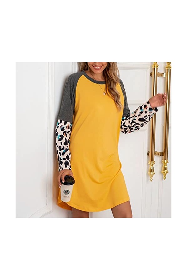 Naroote Robe Coupe Ample, Robe Courte imprimé Léopard élégante pour Faire du Shopping pour Dame M 