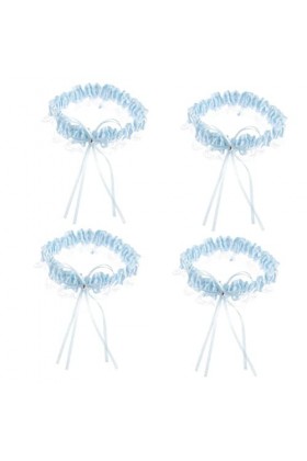 HONMEET Mariée Jarretière 4 Pièces Bleu Ensemble Porte-Jarretelles Mariage Jambe Sangle De Mariage Dentelle De Simulateur Jam