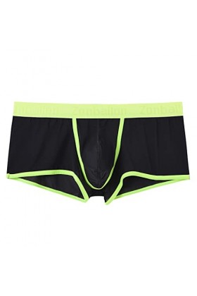 BIATWOWR Boxer pour homme à large bande en micro maille transparente sous-vêtements sexy ouvert sur le devant grande poche tr