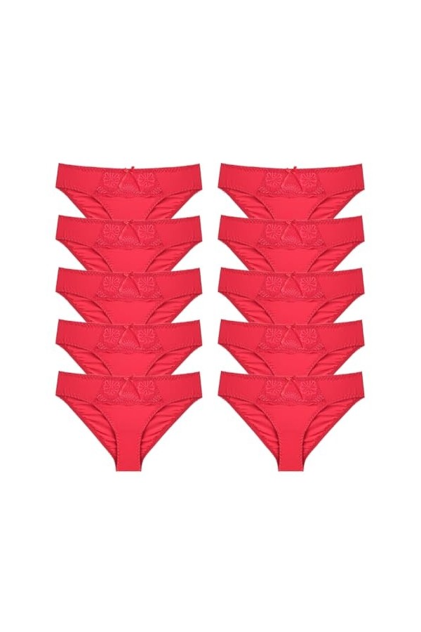 Necalisi Culotte Femme Taille Haute Lot de 10 Blanc Femmes Slip Transparente Dentelle Florale Culottes Dames sous-vêtement Re