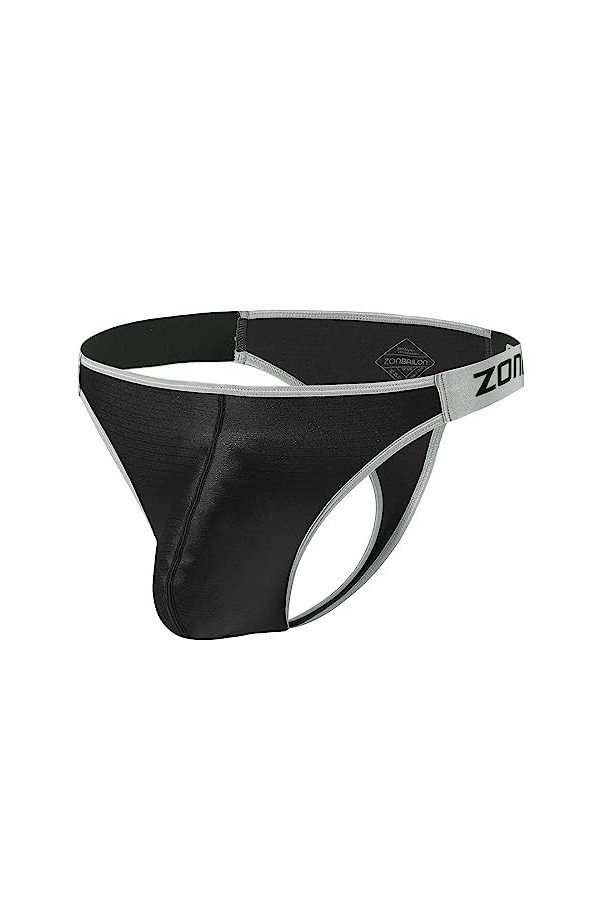BIATWOWR String G String pour homme en soie sexy avec pochette élastique pour améliorer les renflements, 1 noir., L