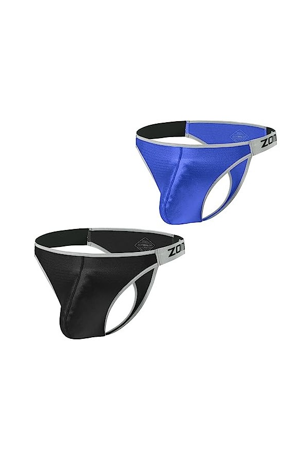 BIATWOWR String G String pour homme en soie sexy avec pochette élastique pour améliorer les renflements, 1 noir., L