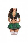 JUGGO Cheer Leader Costume Fille Uniforme Déguisement, School Girl Cosplay Uniforme Femmes Sexy Lingerie Tops Plaid Jupe Ense