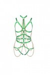Ensemble harnais de corps en plumes pour femme avec lanières et porte-jarretelles, Vert fruit - 82, Taille unique