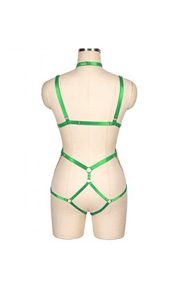 Ensemble harnais de corps en plumes pour femme avec lanières et porte-jarretelles, Vert fruit - 82, Taille unique