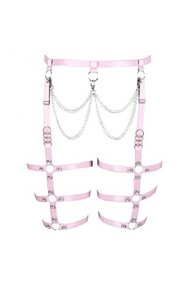 JMMHSS Femmes Punk Plus Taille Chaîne Corps Harnais Jarretière Ceinture Élastique À Bretelles Évider Ceinture Halloween Rave 