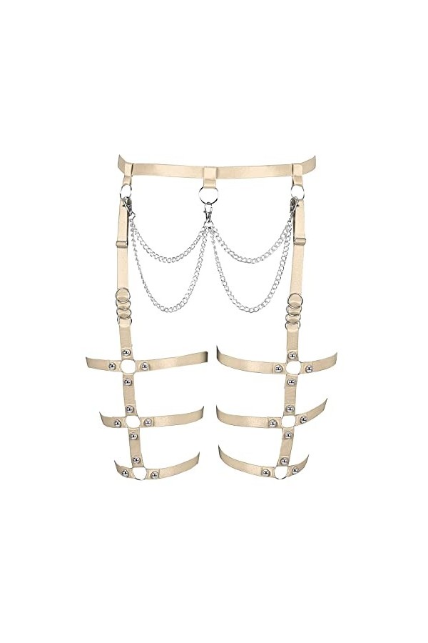 JMMHSS Femmes Punk Plus Taille Chaîne Corps Harnais Jarretière Ceinture Élastique À Bretelles Évider Ceinture Halloween Rave 