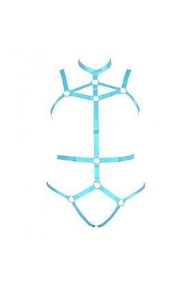 Femmes Punk Plus Size Harnais Strappy Body Cage Lingerie Set Ceintures Rave Wear Jaune Clair 