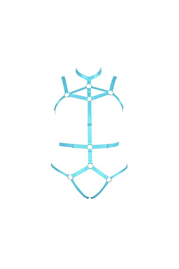 Femmes Punk Plus Size Harnais Strappy Body Cage Lingerie Set Ceintures Rave Wear Jaune Clair 