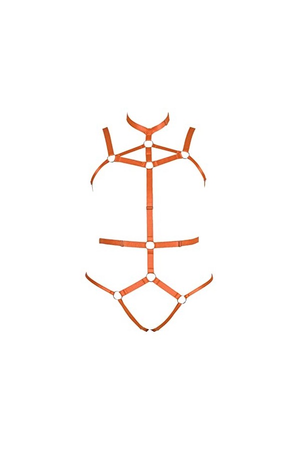 Femmes Punk Plus Size Harnais Strappy Body Cage Lingerie Set Ceintures Rave Wear Jaune Clair 