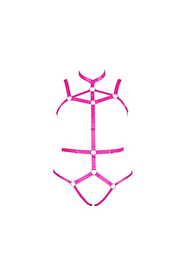 Femmes Punk Plus Size Harnais Strappy Body Cage Lingerie Set Ceintures Rave Wear Jaune Clair 