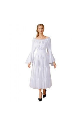 KBOPLEMQ Vêtements médiévaux pour femme - Robe longue victorienne - Robe de princesse - Robe tunique - Robe de taille - Costu