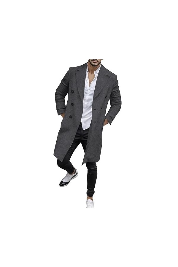 Mymyguoe Manteau Homme Business Manteau Laine Chaud Hiver Manteau Longues Vestes Coupe-Vent Manteau Décontracté Vêtements de