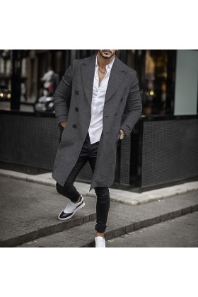 Mymyguoe Manteau Homme Business Manteau Laine Chaud Hiver Manteau Longues Vestes Coupe-Vent Manteau Décontracté Vêtements de