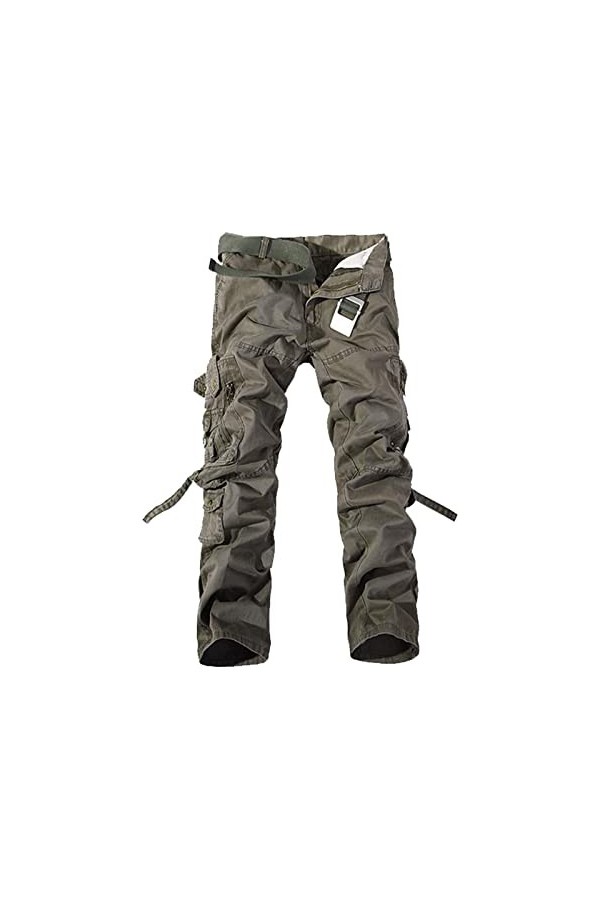 Pantalon de travail pour homme - Style urbain - Couleur unie - Décontractée - Pantalon de randonnée - Extra, gris, 38