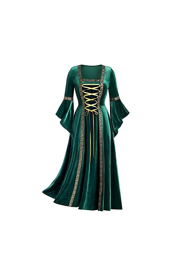 Robe Maxi Manche Longue Déguisements Cosplay Halloween Steampunk Gothique Cloche Robe Maxi Robe À Manches Évasées Palais Fête