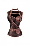 SHANHE Corset Grande Taille Faux Cuir Lingerie Pirate Costume Corset Corset Haut De La Poitrine Steampunk Corset Femme Marron