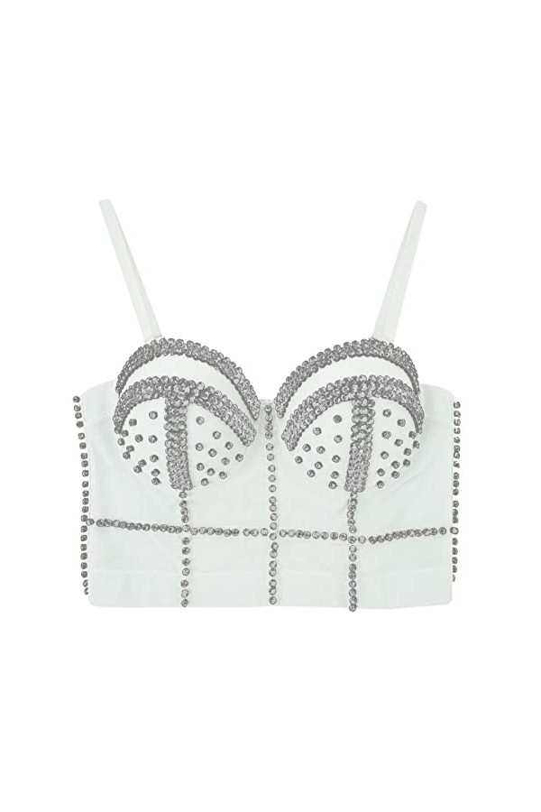 Sexy Deep V Bow avec Forme et Forme incrustées de Diamants Sexy Hot Girl Nightclub Top Menstruelle Enfant Red, S 